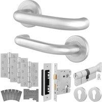 AFIT Satin SS Return to Door Fire Rated Handles Euro Thumb Turn Hinges in Silver | Size: 150mm x 150mm