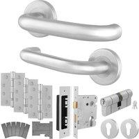 AFIT Satin SS Return to Door Fire Rated Handles Euro Dbl Cylinder Hinges in Silver | Size: 150mm x 150mm