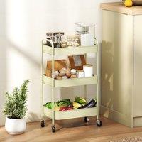 HOMCOM 3 Tier Rolling Utility Cart with 3 Mesh Basket in Green