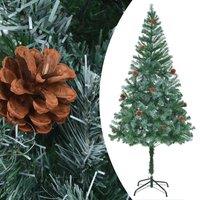 Berkfield Home Artificial Pre-lit Christmas Tree with Ball Set Pinecones 180 cm in Green
