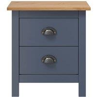 Berkfield Home Bedside Cabinet Hill Grey 46x35x49.5 cm Solid Pine Wood in Dark Navy