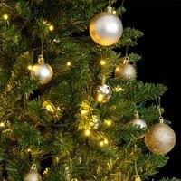 Berkfield Home Beautiful Artificial Hinged Christmas Tree 150 LEDs & Ball Set 120 cm in Green