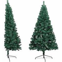 Berkfield Home Beautiful Artificial Half Pre-lit Christmas Tree with Ball Set Gr in Green