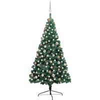 Berkfield Home Artificial Half Pre-lit Christmas Tree with Ball Set Green 180 cm