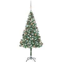 Berkfield Home Artificial Pre-lit Christmas Tree with Ball Set Pinecones 180 cm in Green