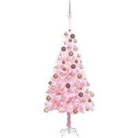 Berkfield Home Artificial Pre-lit Christmas Tree with Ball Set Pink 180 cm PVC