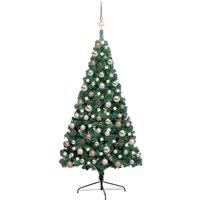 Berkfield Home Artificial Half Pre-lit Christmas Tree with Ball Set Green 120 cm