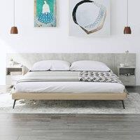 Berkfield Home Bed Headboard with Cabinets Concrete Grey Engineered Wood