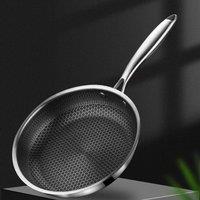 Nordara 30cm Stainless Steel Induction Geo Hex Frying Pan Non Stick in Silver