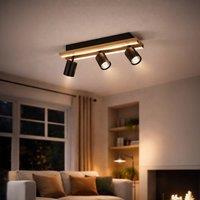Eglo Gesteira Steel & Wood LED Warm White Modern 3-Light Spotlight in Black