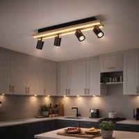 Eglo Gesteira Steel & Wood LED Warm White Modern 4-Light Spotlight in Black