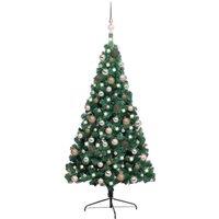Berkfield Home Artificial Half Pre-lit Christmas Tree with Ball Set Green 240 cm