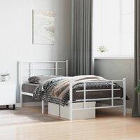 Berkfield Home Metal Bed Frame without Mattress with Footboard White 100x200cm | Size: 100x200 cm