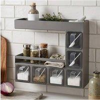 Living and Home 3-Tier Wall-Mounted Kitchen Spice Rack with 6 Compartments in Grey