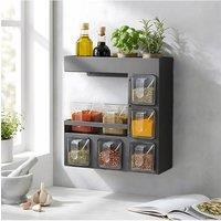 Living and Home 3-Tier Wall-Mounted Kitchen Spice Rack with 5 Compartments in Grey