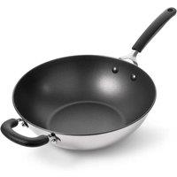 Meyer Prestige Made To Last Non Stick Wok 28cm with Helper Handle - Silver