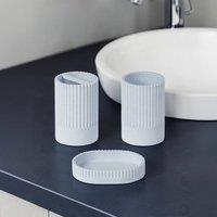 Showerdrape Tranquil Blue Bathroom Accessory Set - Soap Dish, Tumbler & Toothbrush in Light Blue