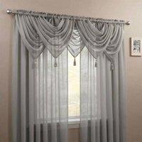 Luxury Living Voile Swag 5 Piece Set - Soft Sheer Curtains with Tassels in Silver | Size: 56 cm width x 45 cm drop