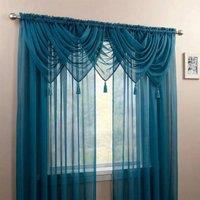 Luxury Living Voile Swag 5 Piece Set - Soft Sheer Curtains with Tassels in Teal | Size: 56 cm width x 45 cm drop