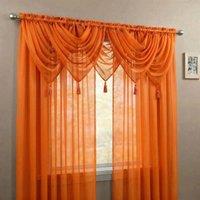 Luxury Living Voile Swag 5 Piece Set - Soft Sheer Curtains with Tassels in Orange | Size: 56 cm width x 45 cm drop