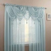 Luxury Living Voile Swag 5 Piece Set - Soft Sheer Curtains with Tassels in Duck Egg Blue | Size: 56 cm width x 45 cm drop