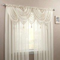 Luxury Living Voile Swag 5 Piece Set - Soft Sheer Curtains with Tassels in Ivory | Size: 56 cm width x 45 cm drop