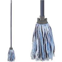 BARGAINS-GALORE Cloth Floor Mop Super Absorbent Viscose Mop Head 116cm Metal Handle