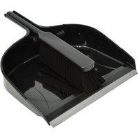 BARGAINS-GALORE Black Dustpan & Brush Set Xl Handheld Scrubber Cleaning 34cm Home DIY