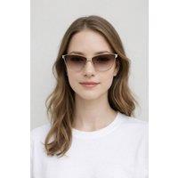 SVNX Roung Flat Top Metal Sunglasses In Brown
