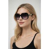 SVNX Round Square Side Detail Sunglasses In Black