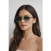 SVNX Retro Square Navigator Sunglasses in Green