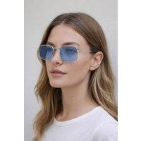 SVNX Vintage Metal Square Sunglasses in Blue
