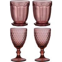 Dibor Set of 4 Vintage Luxury Spring Summer Purple Embossed Drinking Short Tumbler & Wine Goblets Wedding Gift 270ml | Size: 4 Pack