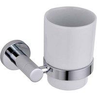Balterley Wall Mounted Tumbler Holder & Ceramic Tumbler, 108x95mm - Chrome in Silver