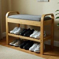 Gr8 Home Bamboo Shoe Rack Bench with Cushion Seat in Brown