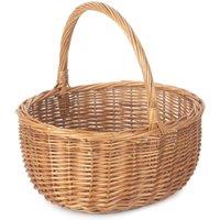 Red Hamper Wicker Shopping Basket Double Steamed Oval Shopper in Brown