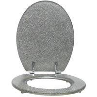 SPOT ON DEALZ 18" Stylish & Durable MDF Glitter Coating Toilet Seat Silver