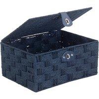 Red Hamper Blue Woven Paper Rope Picnic Basket | Size: Medium