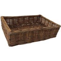 Red Hamper Wicker Medium Double Steamed Storage Wicker Tray in Brown