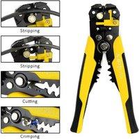 ATEK Wire Stripper Cutter Crimper - 3-in-1 Automatic Wire Stripping Tool with Adjustable Stopper, Multi-Function Cable Cutter in Yellow