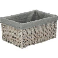 Red Hamper Grey Wash Grey Cotton Lined Willow Storage Baskets | Size: Small