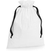 Westford Mill Ribbon Cotton Drawstring Gift Bag 44cm x 36cm in White | Size: 44 cm x 36 cm