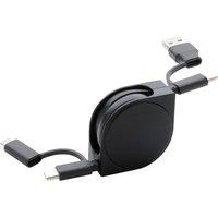 XD Design Plastic 6-In-1 Retractable Connector Cable in Black