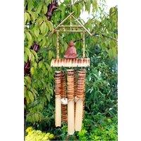 KDMD Bamboo 6 Tube Med.Buda Wind Chime - Serene Buddha & Melodic Tones in Brown
