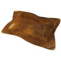 KDMD Teak Root Square Plate 20cm - Hand Carved Natural Art Bowl in Brown