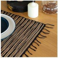 KDMD Water Hyacinth Placemat Black Tiger Fringe - Handcrafted