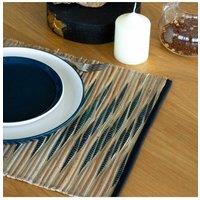 KDMD Water Hyacinth Blue Waves Placemat - Handcrafted, Dining Decor in Natural