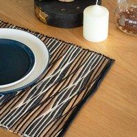 KDMD Water Hyacinth Black & White Waves Placemat - Handcrafted