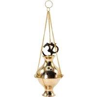 KDMD Om Hanging Brass Incense Burner - Handmade Indian Sacred Decor in Gold