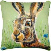 Louise Brown Hazel Hare Filled Cushion in Lime